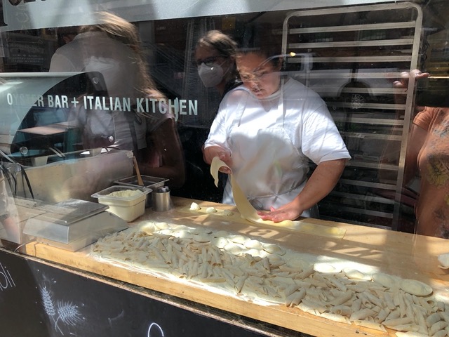 And watched someone make ravioli through the window