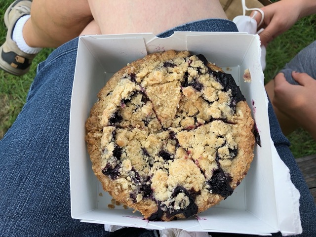 Blueberry pie!  We split everything 5 ways
