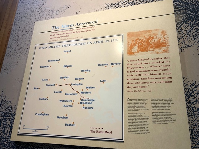 Map of Battle Road, path of the British retreat after skirmish in Concord