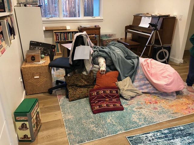 Now Owen has built an even BIGGER fort