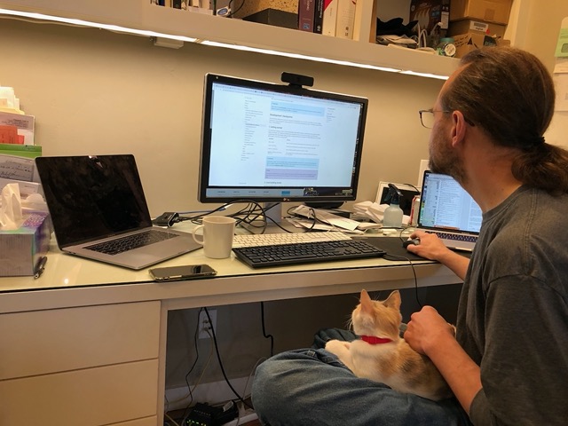Sitting on MIke's lap at the computer