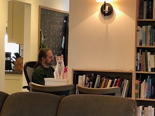 Hanging out with Mike at the hall computer