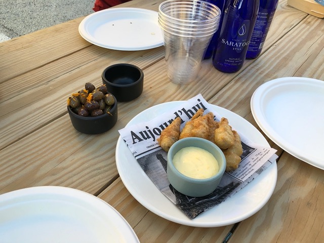 We got fried sardines and olives
