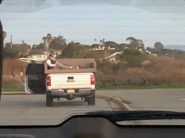 Another guy watching the sunset in a couch across his pickup