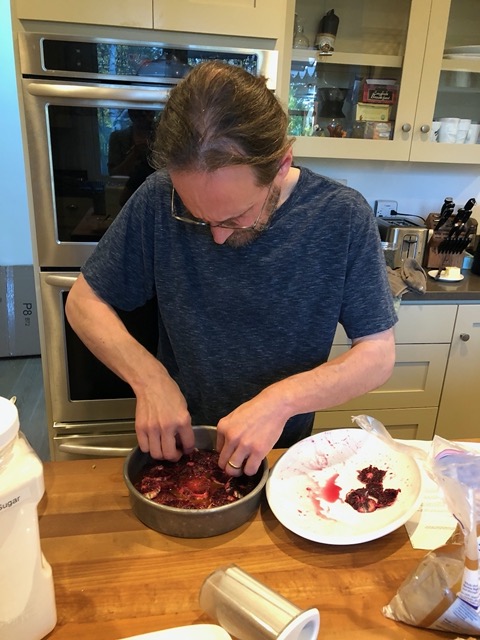 Mike making a lovely winter cake