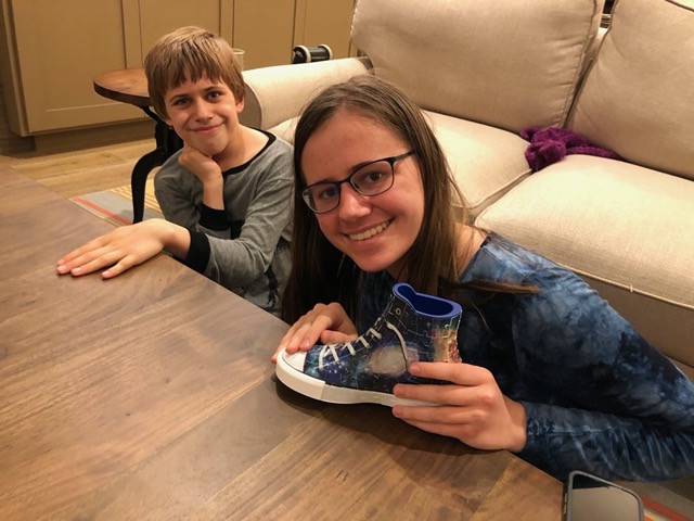 Lela with her finished shoe