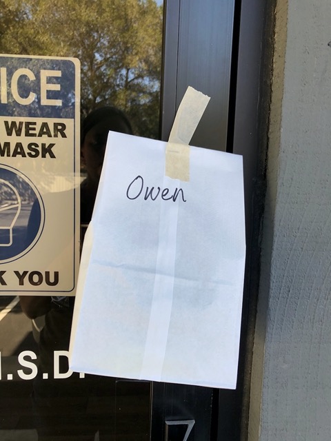 It's taped to the door