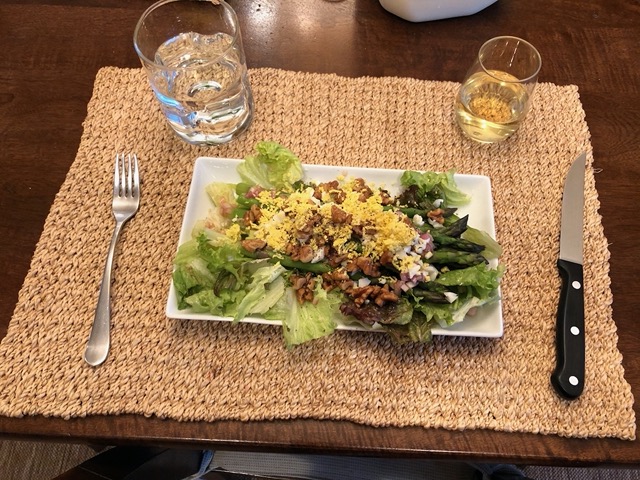 March 1st: first asparagus salad!  Definite sign of spring!