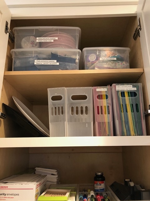 The top shelves of that cupboard, organized