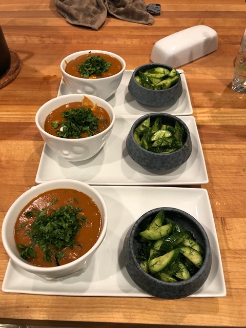 Tortilla soup and cucumber salad