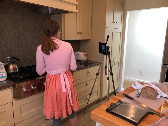 Lela cooking with her French class via Zoom