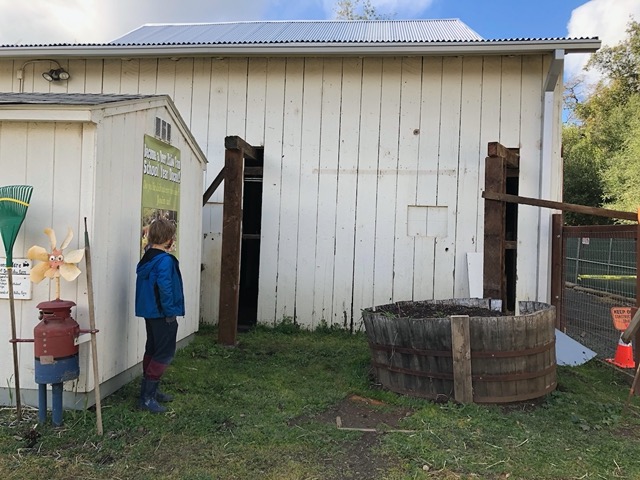 New foundation for the white barn.  Big holes in the side.