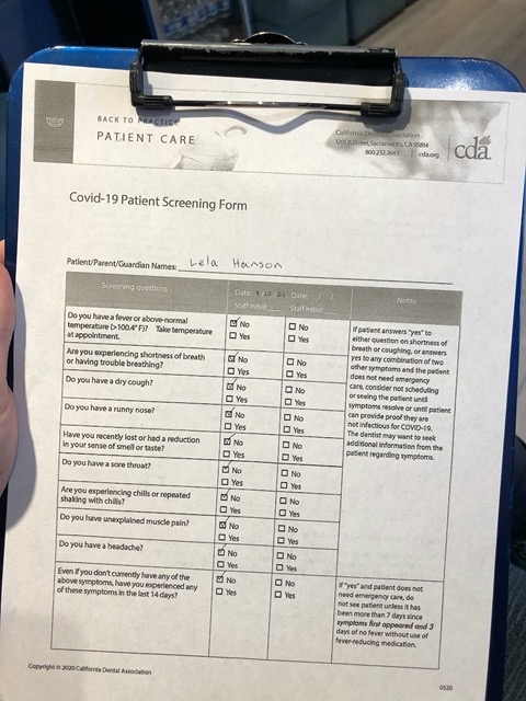 Checklist at the orthodontist