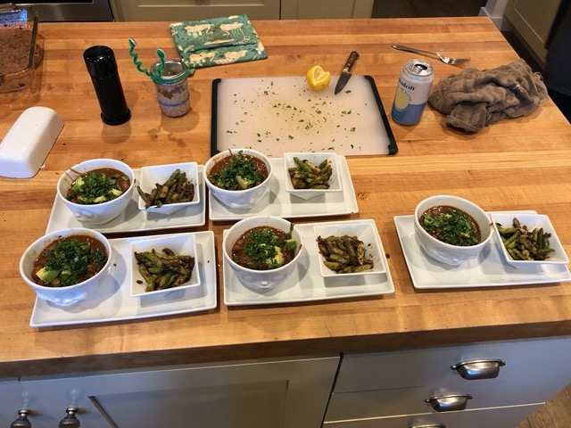 Tortilla soup and Sichuan asparagus