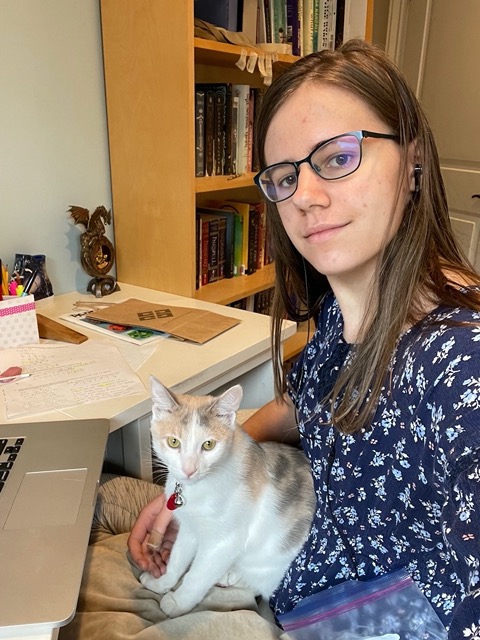 Lela at her desk