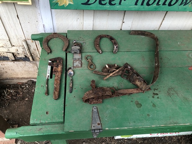 Old tools discovered under the white barn at the farm