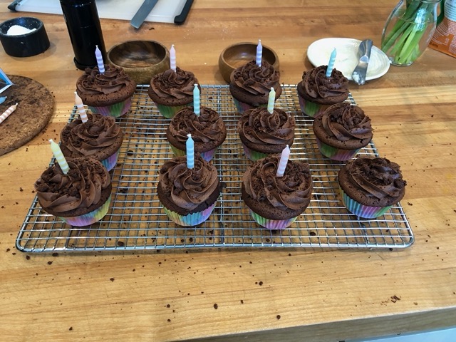Lela made beautiful cupcakes for Manya's birthday