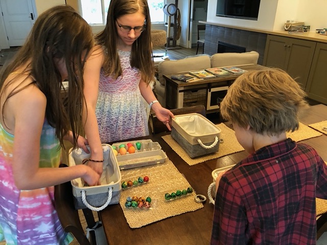 The kids with their egg collections