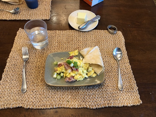 Breakfast of scrambled eggs