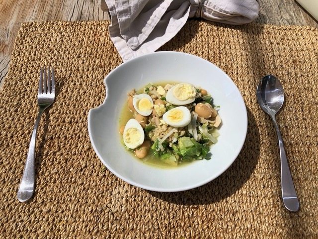 Tuna salad and quail eggs for lunch