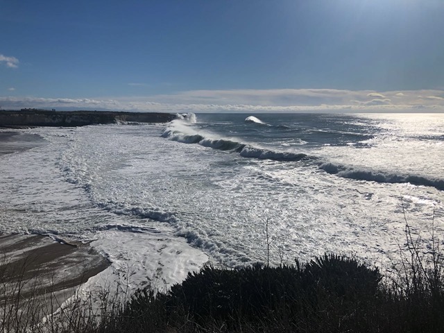 Looking south across a wide cove