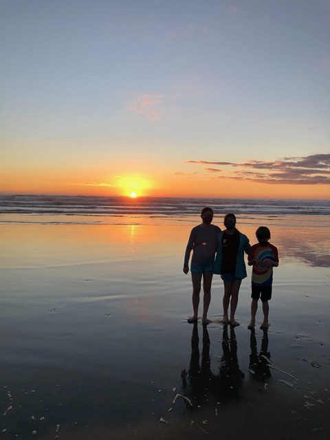 The kids at sunset