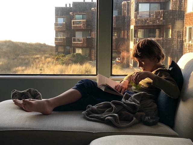 Back at the unit in late afternoon, Owen reading